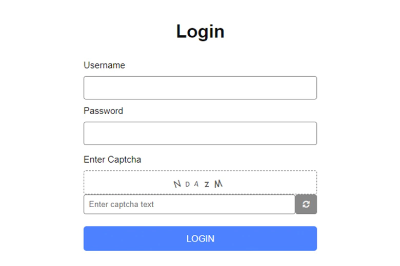 Login page UI design with captcha.