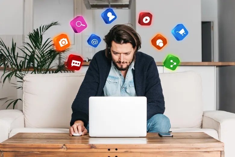 Social media designer searching for design ideas and inspiration.