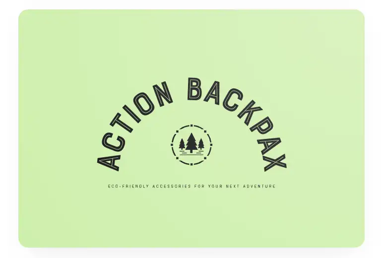 AI-generated logo for Action BackpaX with eco-friendly, nature-inspired styles.
