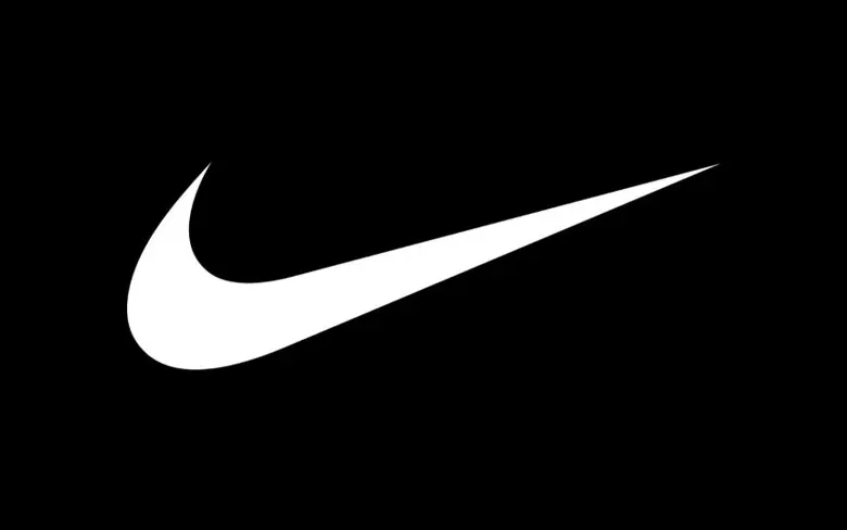 The iconic Nike swoosh logo, designed by Carolyn Davidson.