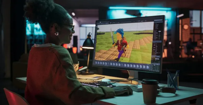 A woman working on creating character design for a short video A woman working on creating character design for a short video