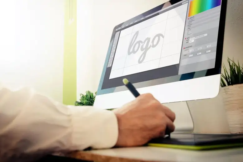 A designer working on a logo design