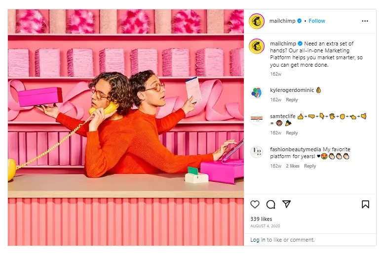 Image of a social media design post by Mailchimp.
