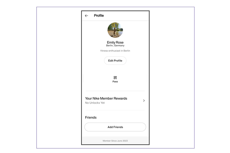 Profile Page UI design example from the Nike Training mobile app Profile Page UI design example from the Nike Training mobile app