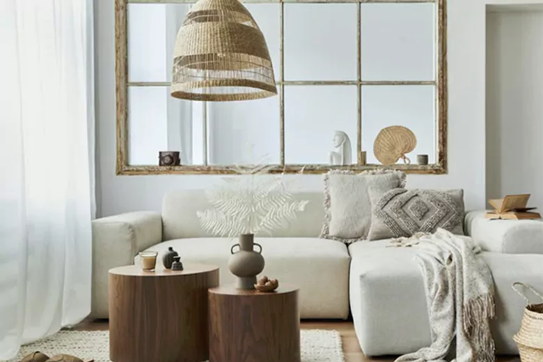 A Scandinavian living room with sustainable fabrics A Scandinavian living room with sustainable fabrics