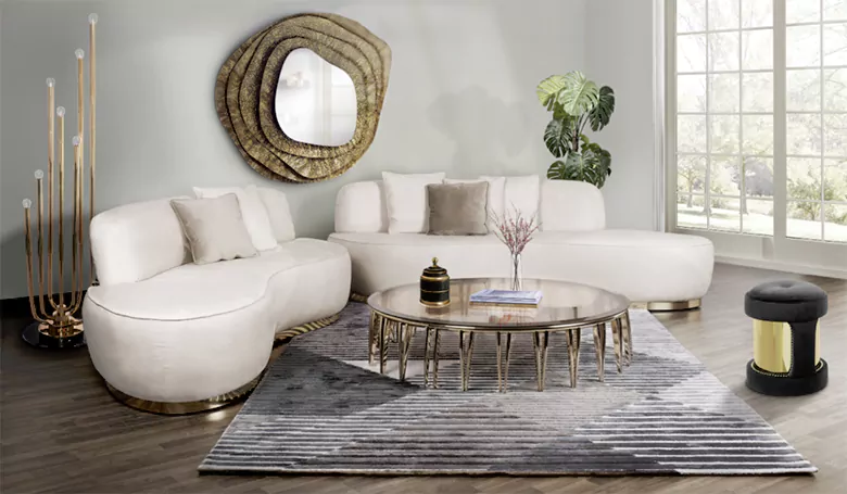 Curved furniture in a Scandinavian living room Curved furniture in a Scandinavian living room
