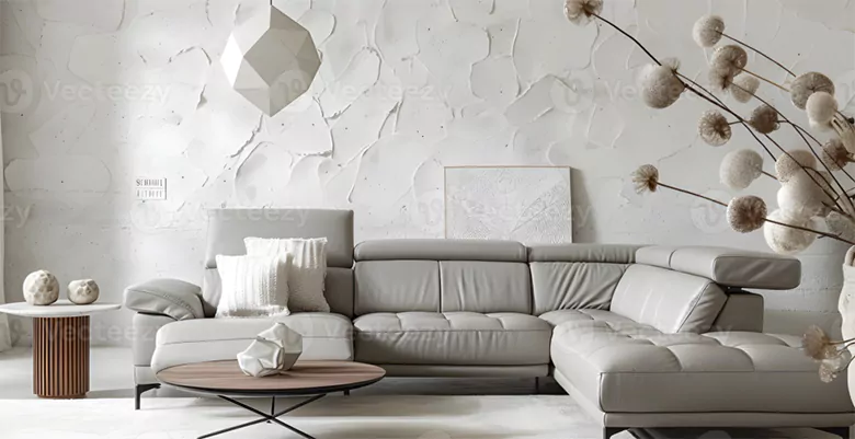 Scandinavian living room with a textured wall Scandinavian living room with a textured wall