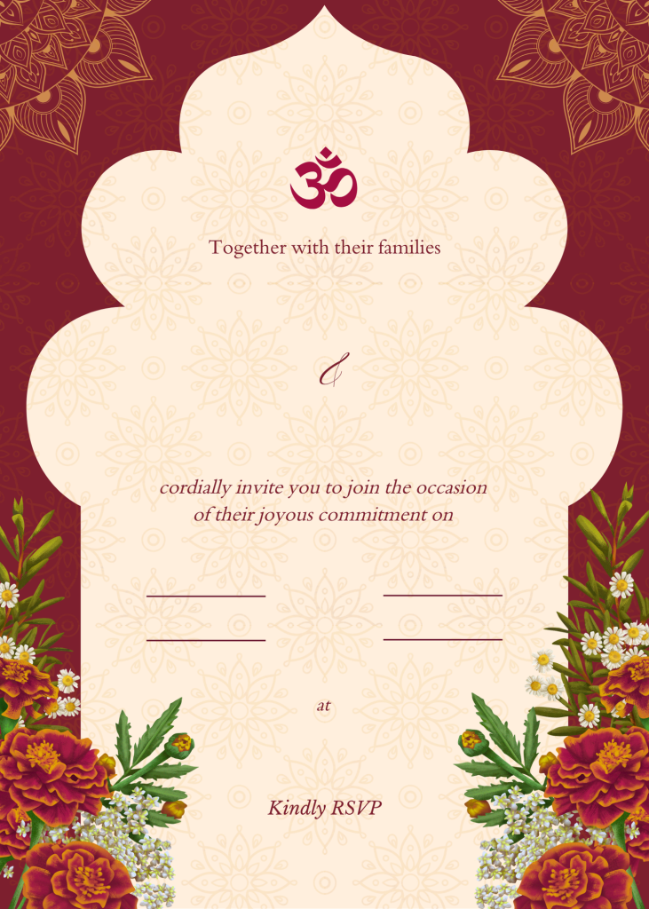 Picture of a floral wedding invitation graphic design card template, ready to personalize.