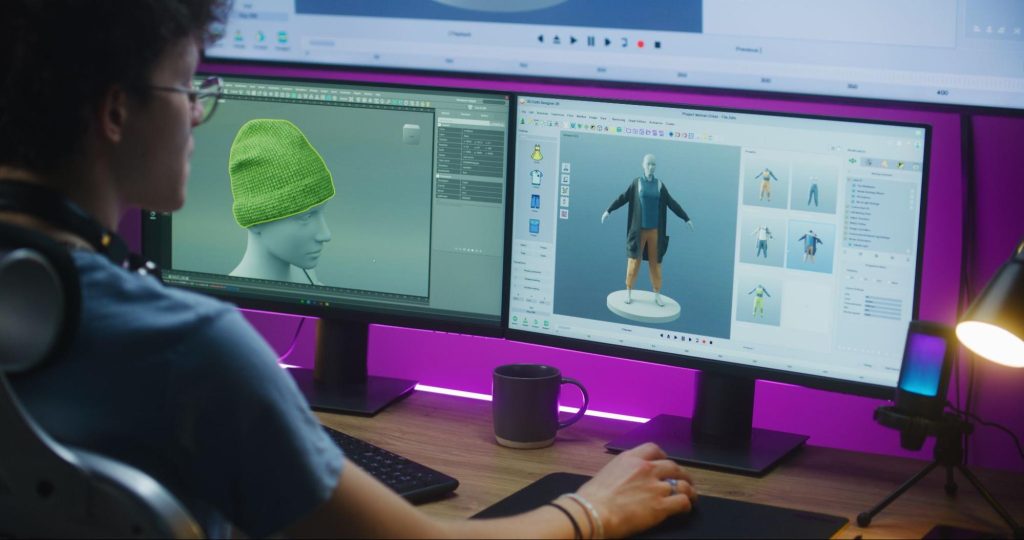 A man working on creating a character design
