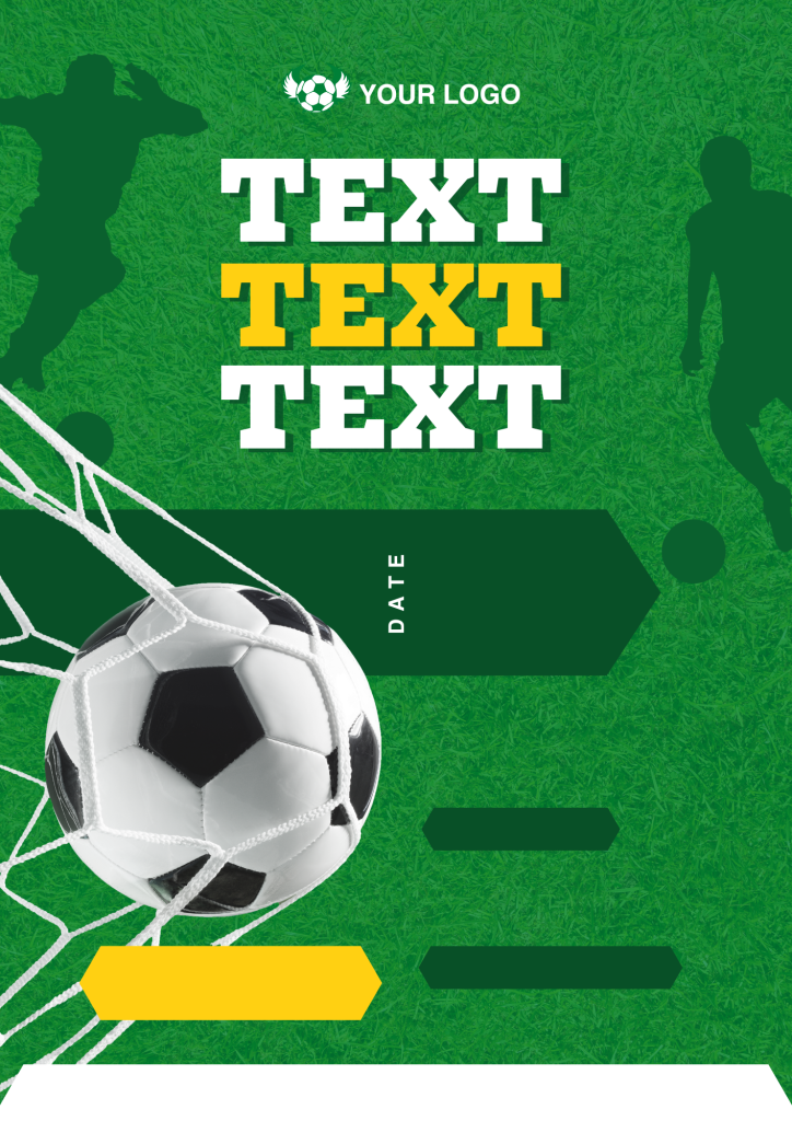 Soccer poster design template for tournament promotion.
