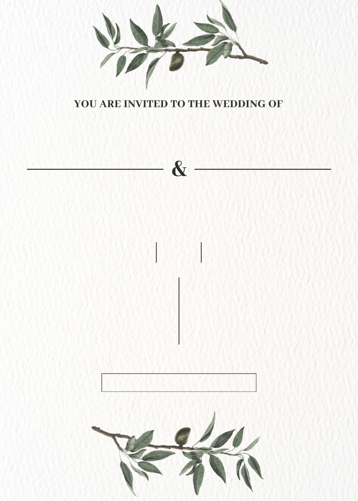 Picture of a floral wedding invitation graphic design card template, ready to personalize.
