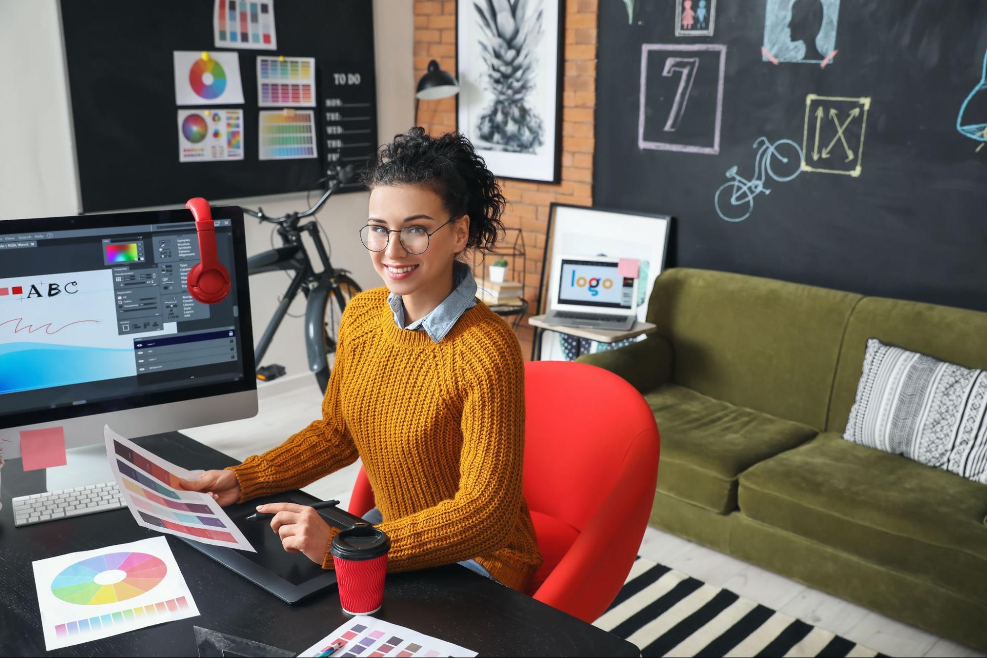 A product designer in her workspace