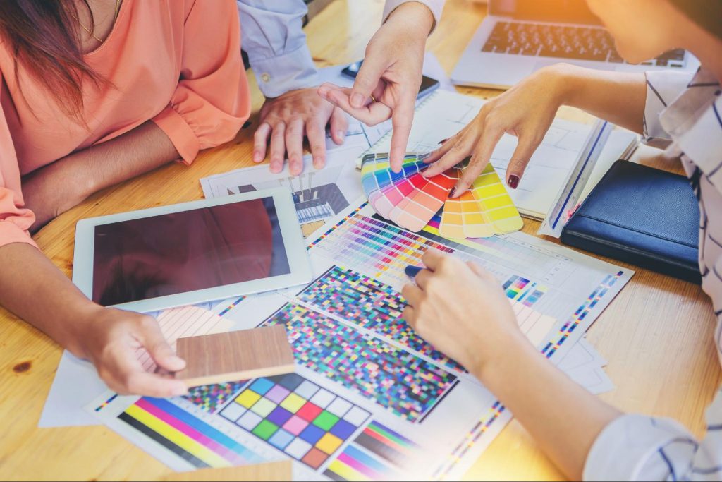 A team of designers working with colors A team of designers working with colors