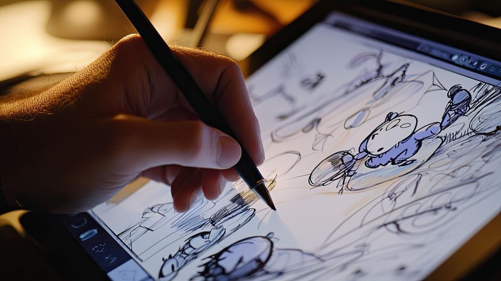 A designer working on their character design
