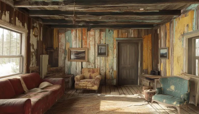 Rustic living room with wooden paneling
Rustic living room with wooden paneling