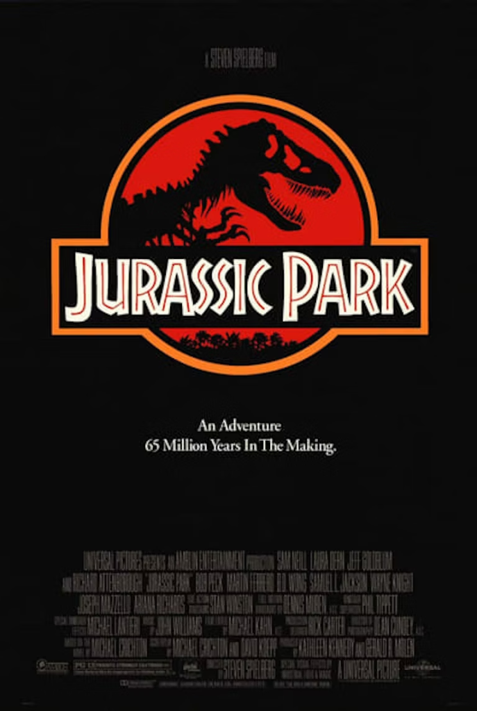Movie poster for Jurassic Park
Movie poster for Jurassic Park
