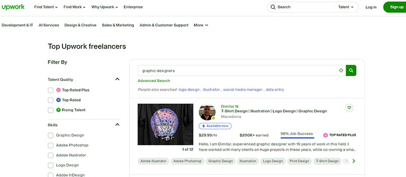 A snapshot of Upwork's hiring page
