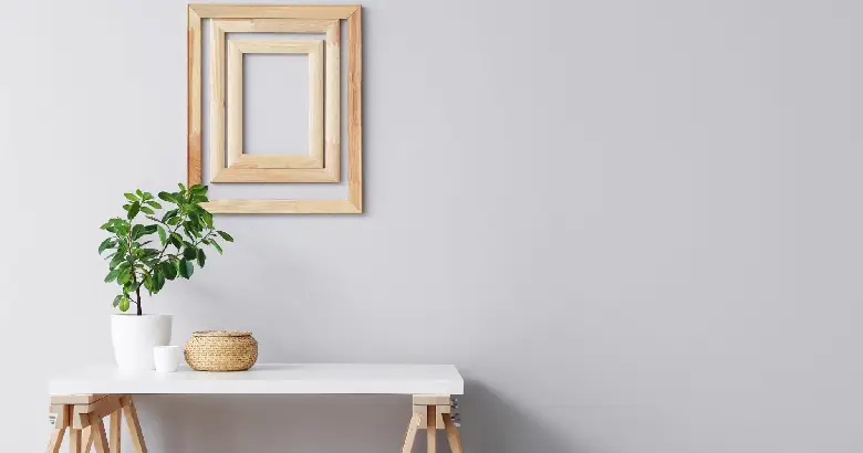 A console table design with minimalist, wooden accents