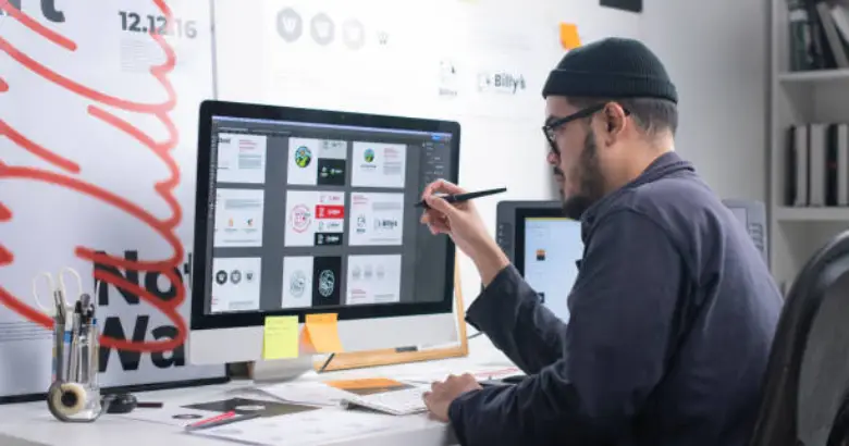A graphic designer using balance in their design