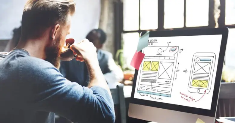 A designer designing a wireframe and using white space