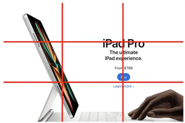 Picture of nine equal-sized squares on Apple website.