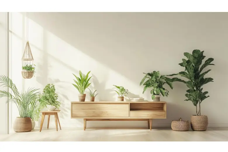 A wooden console table design
