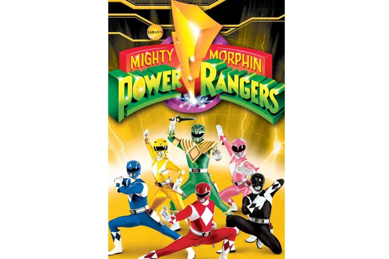 Poster of Power Rangers, resembling bold and playful typography. Poster of Power Rangers, resembling bold and playful typography.