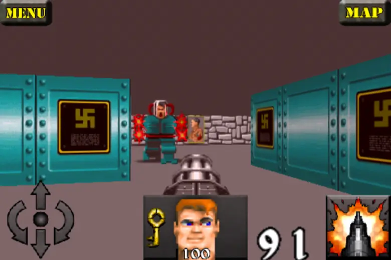 Screenshot of Wolfenstein 3D game
Screenshot of Wolfenstein 3D game