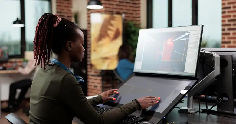 An environmental graphic designer working on a project