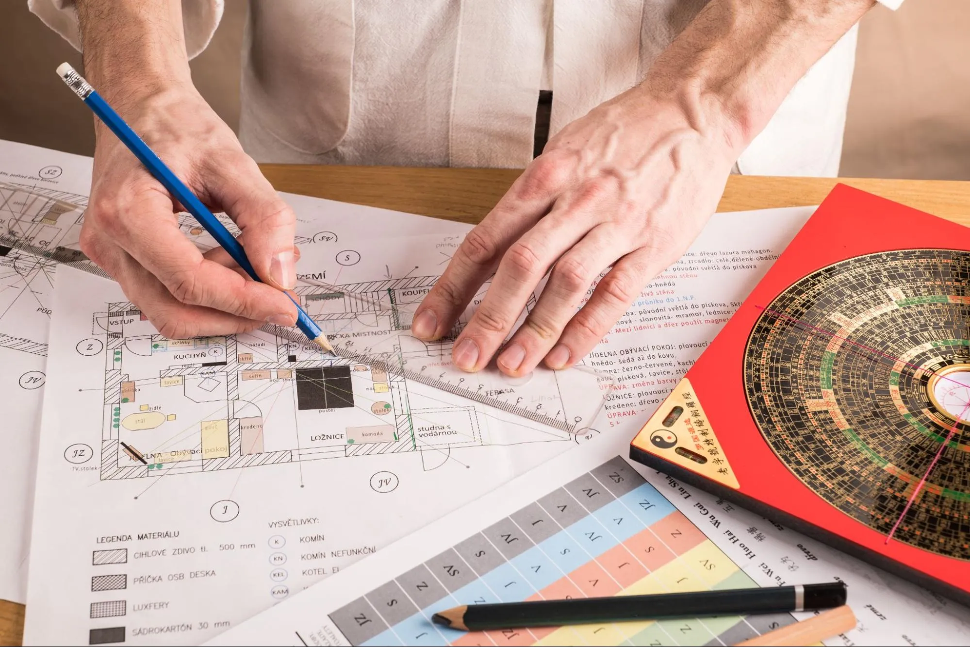 A designer creating Feng Shui design