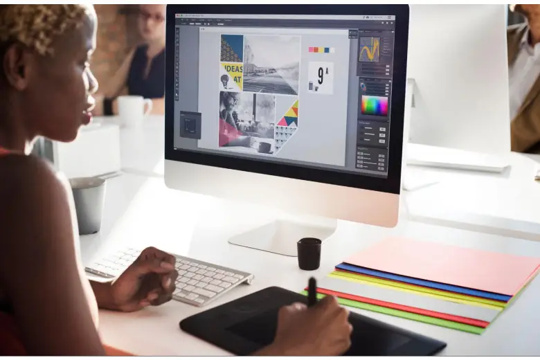 An environmental graphic designer working on Figma