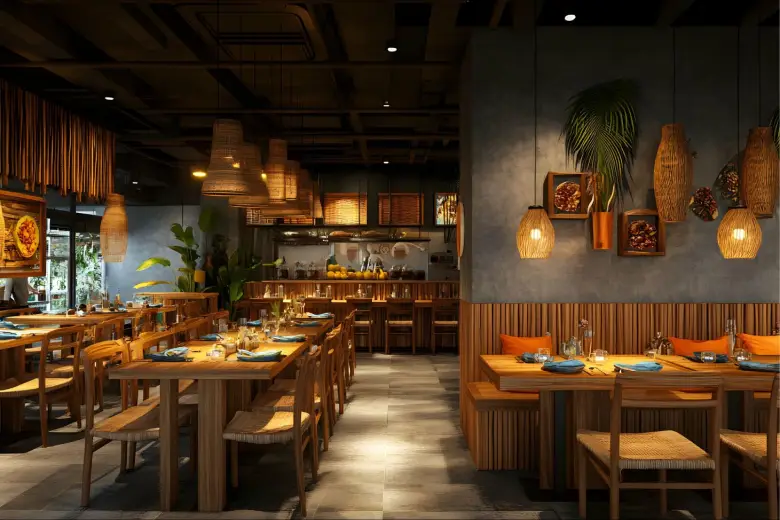 Boho style commercial interior design.
