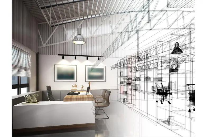 Minimalist commercial interior design.
