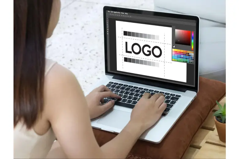A designer brainstorming typographic logo design A designer brainstorming typographic logo design