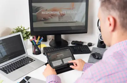 A user browsing a website with a responsive design