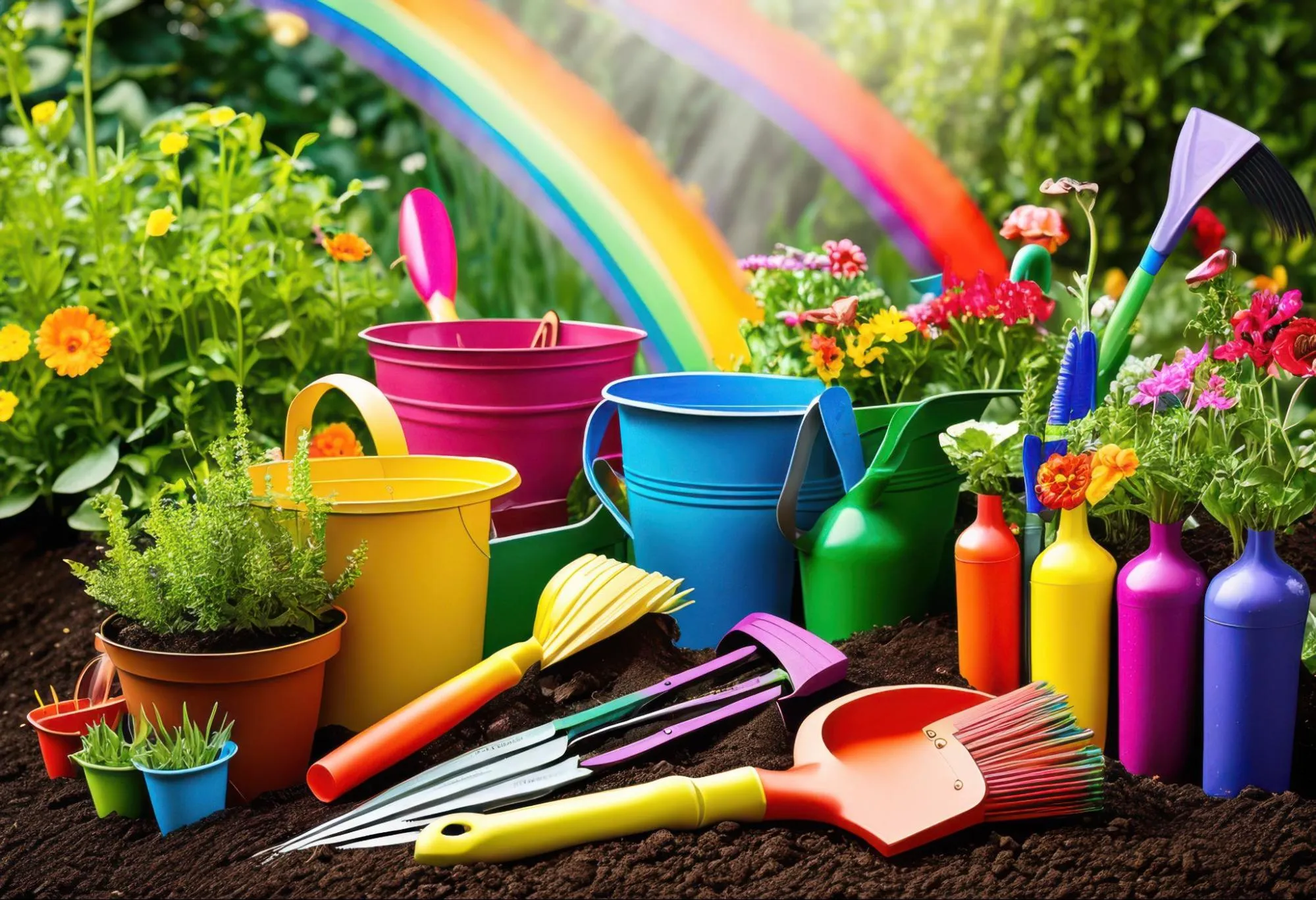 Rainbow-themed garden accessories
Rainbow-themed garden accessories