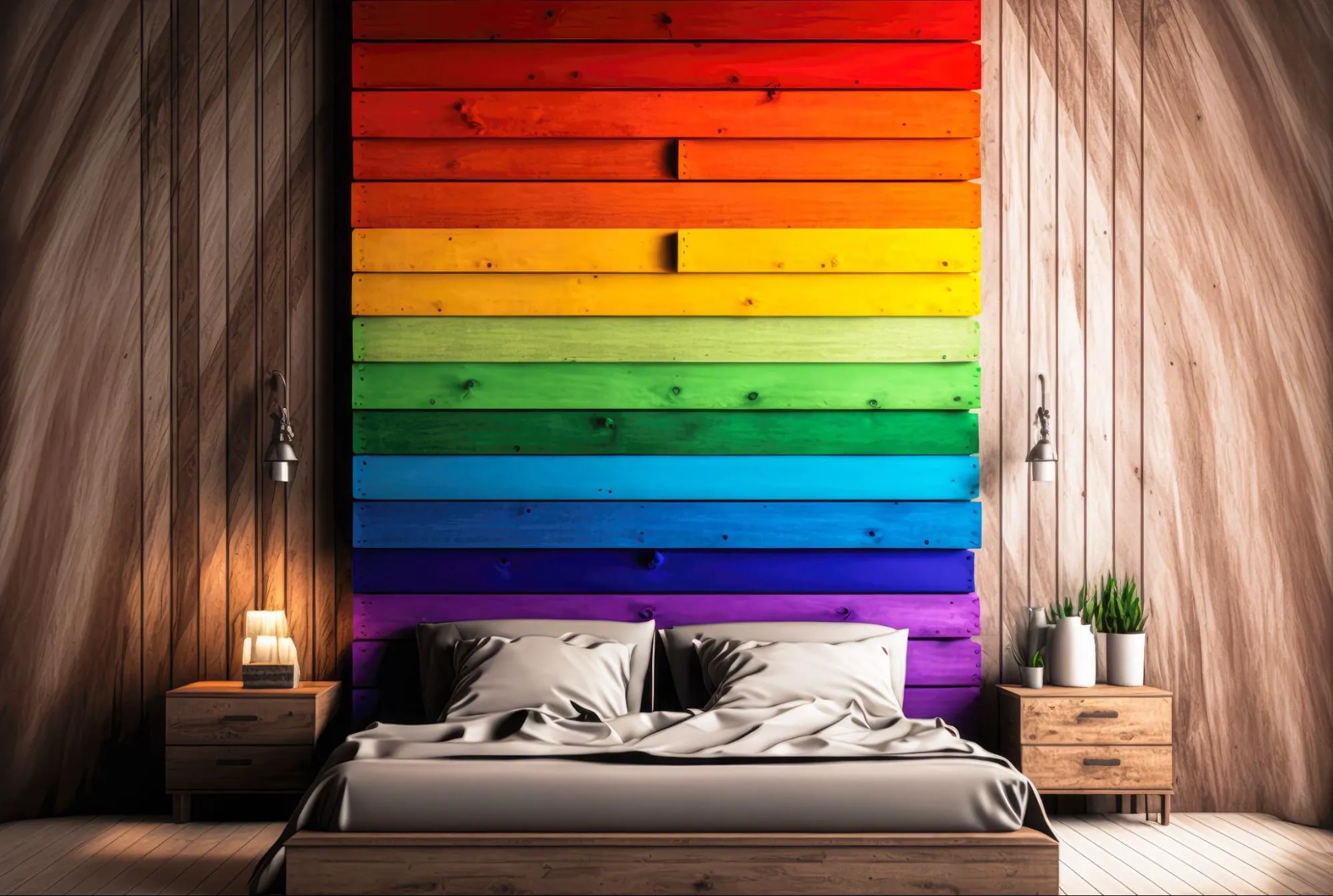 A Rainbow accent wall for bedroom
A Rainbow accent wall for bedroom