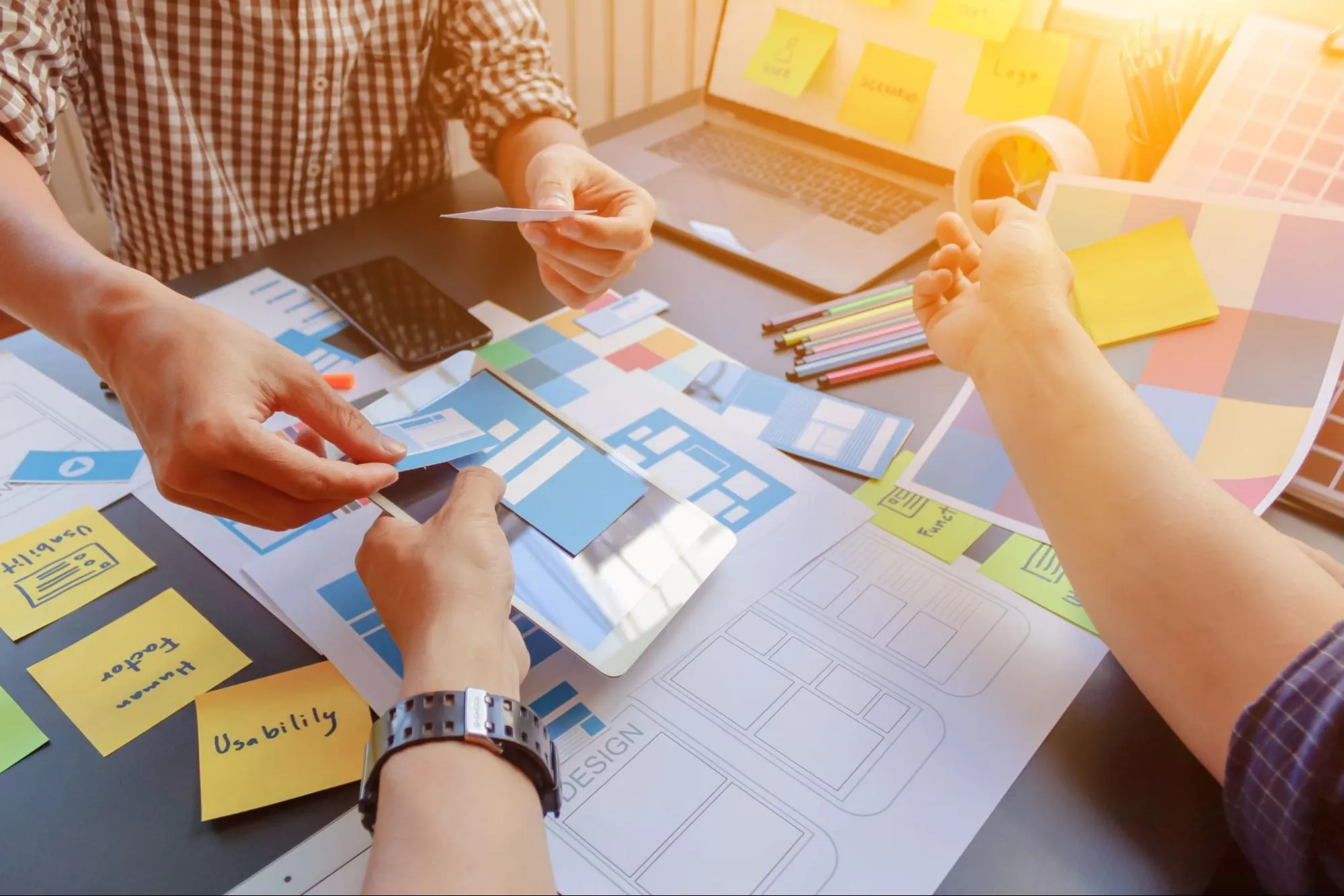 Designers using best practices to design a tab UI