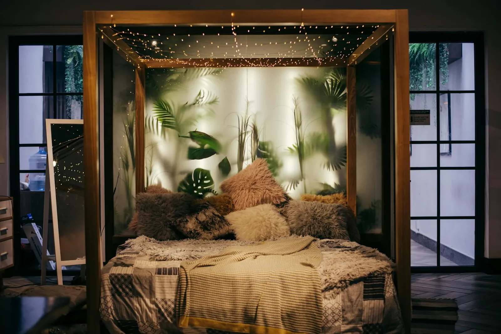 Soft, adjustable lighting design for a peaceful bedroom environment.
