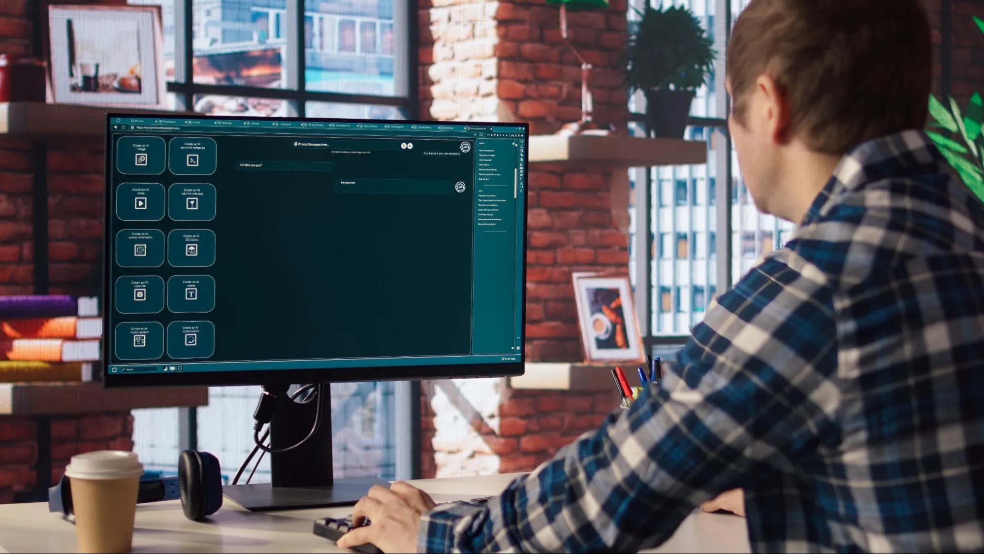 A graphic designer using AI to create a logo
