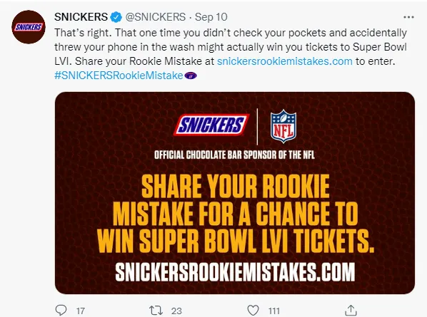 Snickers' social media ad
Snickers' social media ad