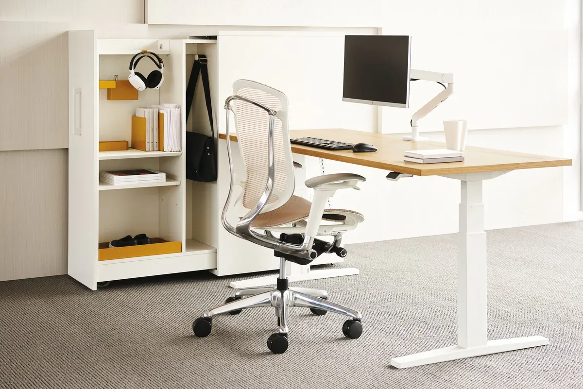 Using a folding table and motion chair as smart home furniture for office
Using a folding table and motion chair as smart home furniture for office