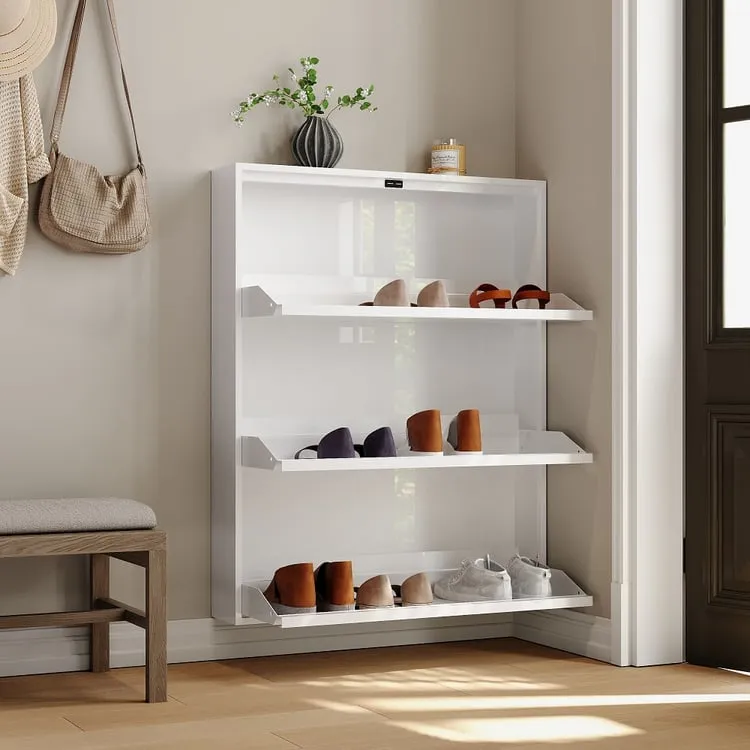 Wall-mounted vertical storage shoe racks
Wall-mounted vertical storage shoe racks