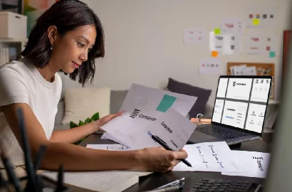 Designer working on creating an advertising design