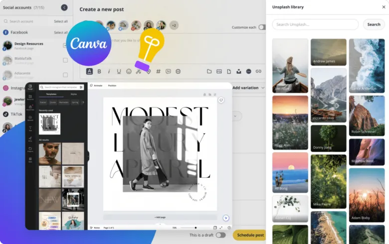 Canva interface for creating social media graphics Canva interface for creating social media graphics