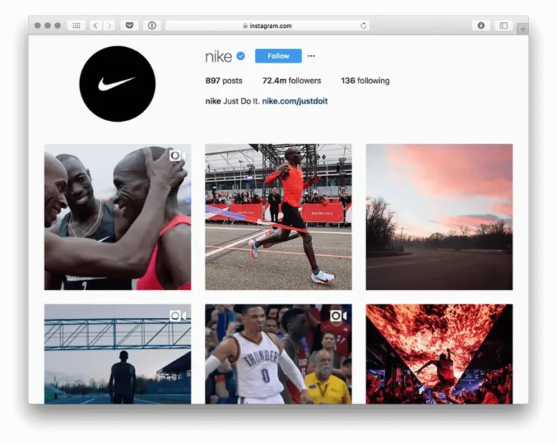 Nike's Instagram post Nike's Instagram post