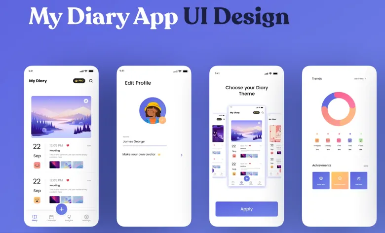 Aromal's My Diary App UI Design.