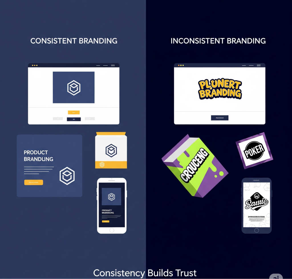 Difference between consistent and inconsistent branding.