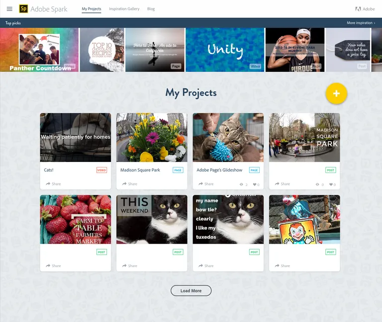 Adobe Spark interface for creating social media graphics.
Adobe Spark interface for creating social media graphics.