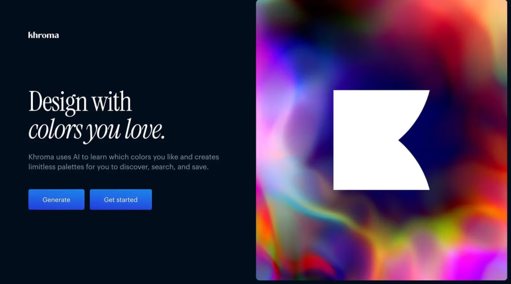 Khroma is an AI UX design tool used for color suggestions
Khroma is an AI UX design tool used for color suggestions